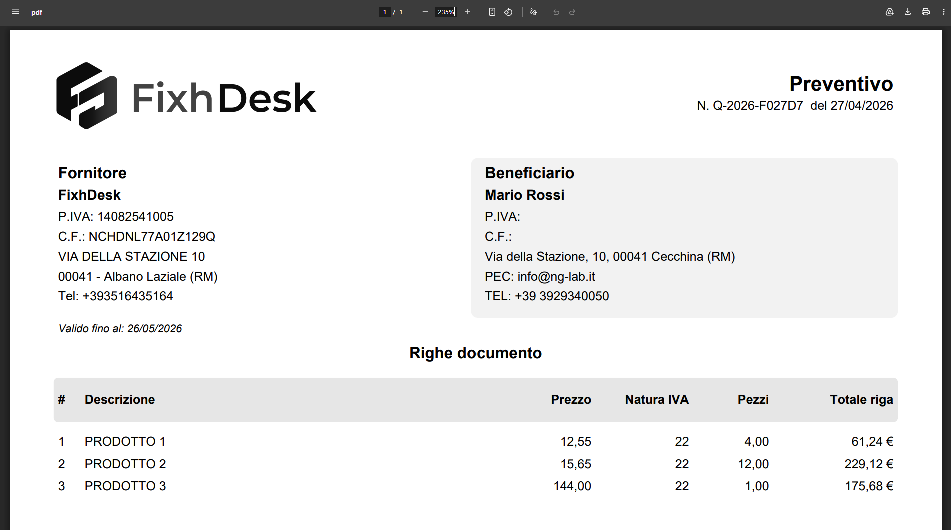 FixhDesk quotes screenshot